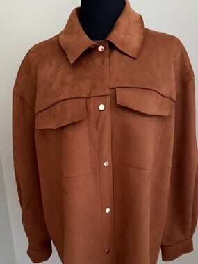 Philosophy Faux Suede Shirt Style Jacket-1x